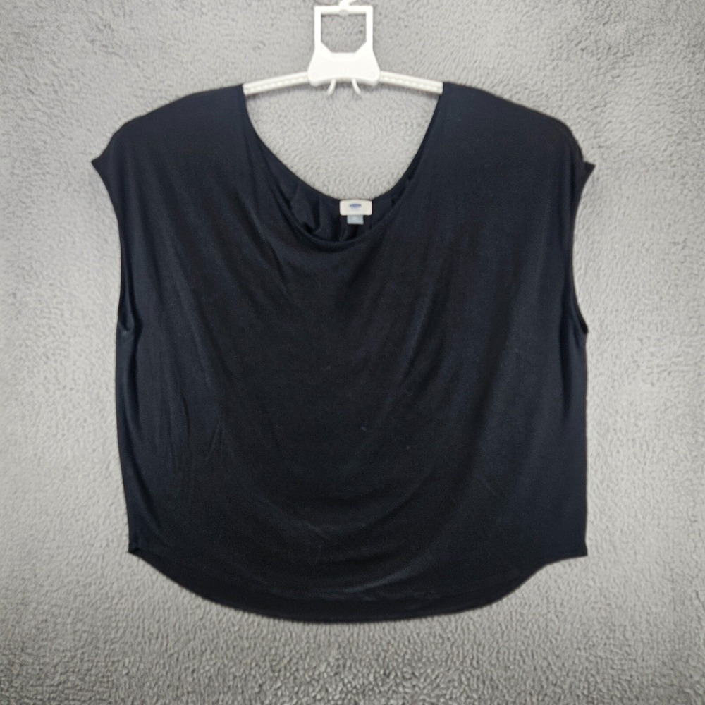 Old Navy Womens XXL Black Rayon Cowl Neck Sleeveless Draped Tank Top Scoop Back